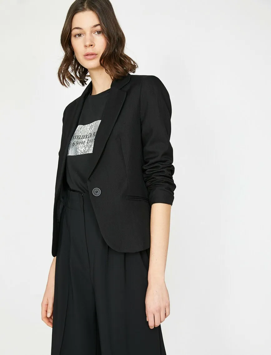 16539 Black Tailored Single Button Jacket