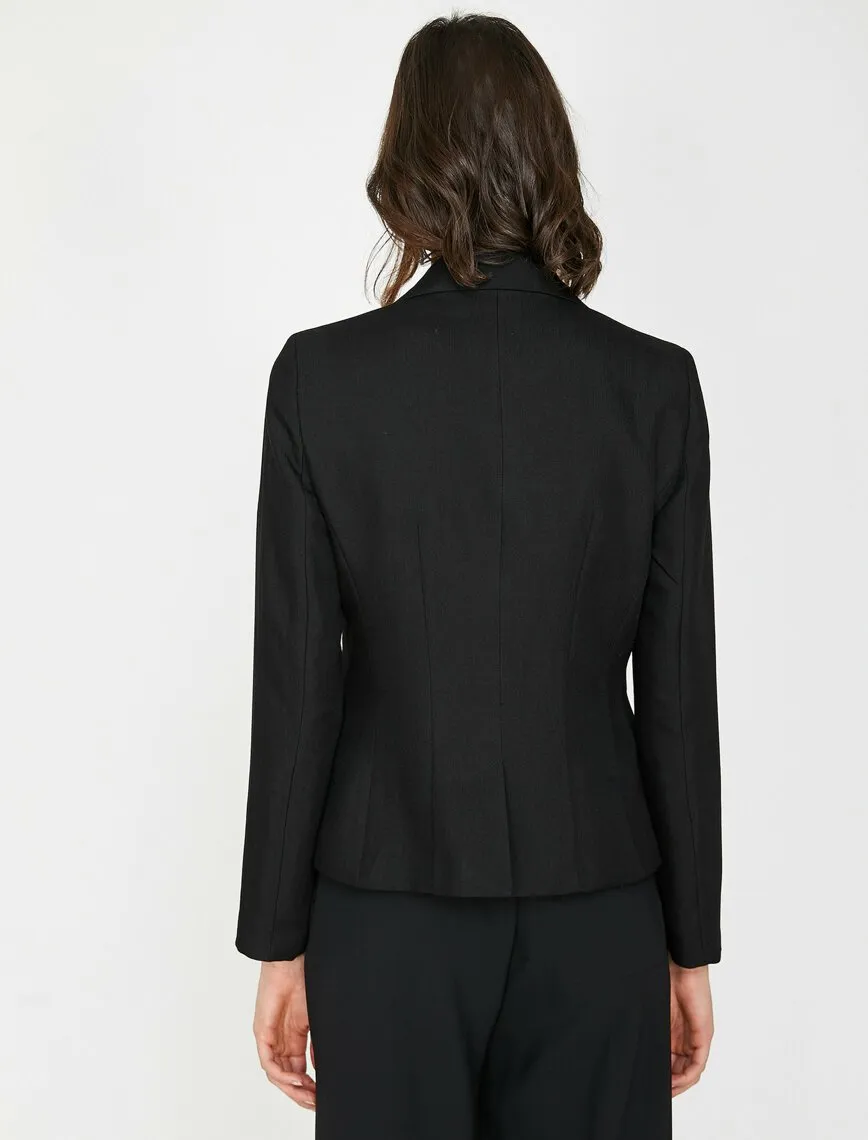 16539 Black Tailored Single Button Jacket