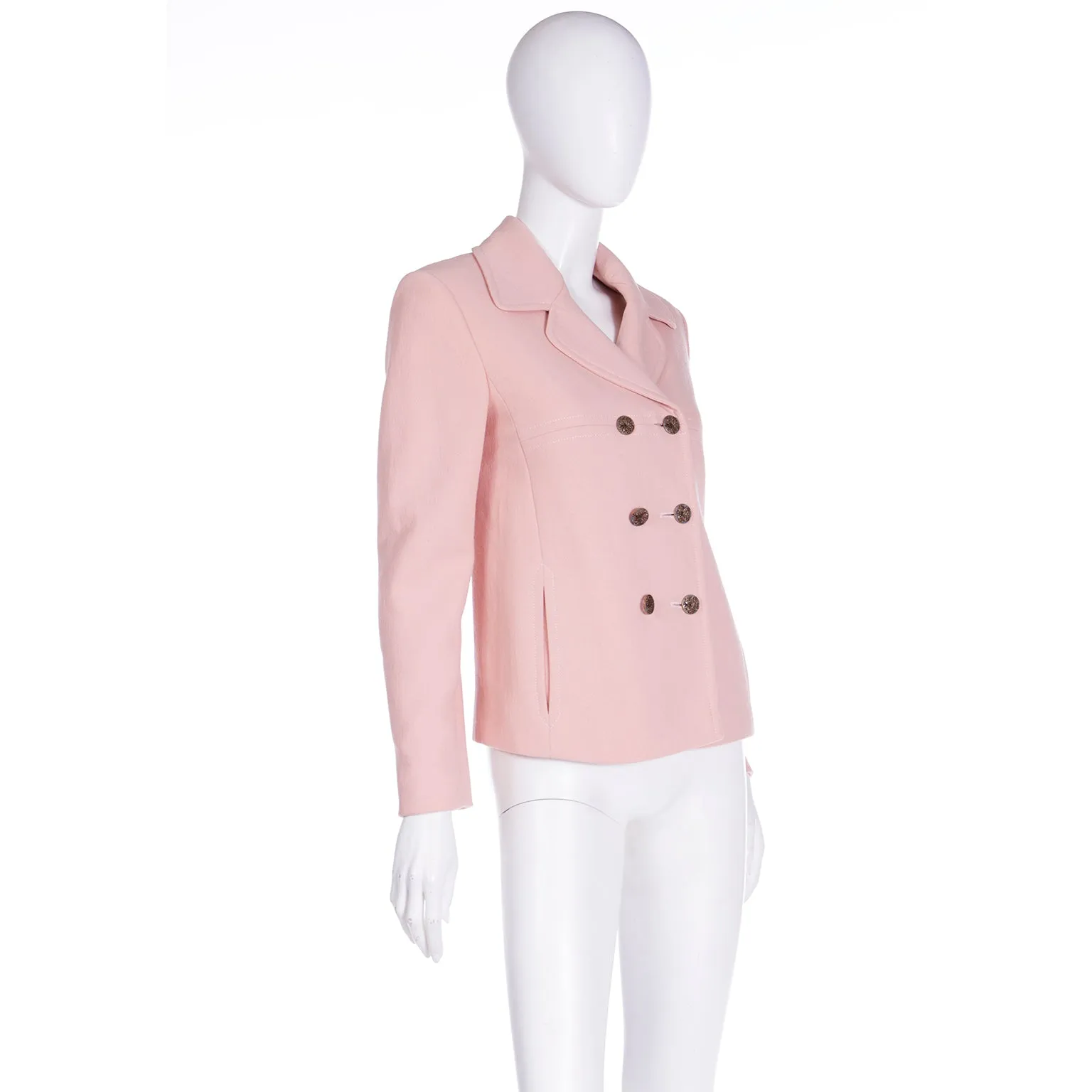 1990s Moschino Cheap and Chic Pink Double Breasted Jacket