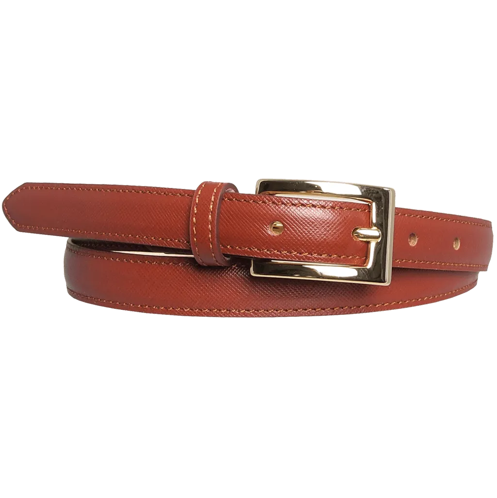 20 mm Saffiano Leather Belt Brown