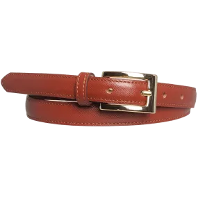 20 mm Saffiano Leather Belt Brown