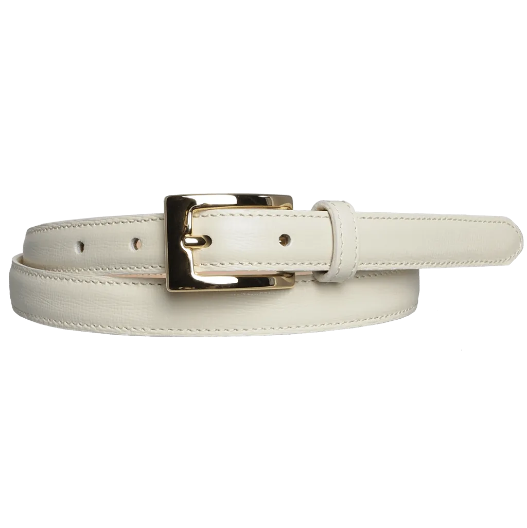 20 mm Saffiano Leather Belt Ivory