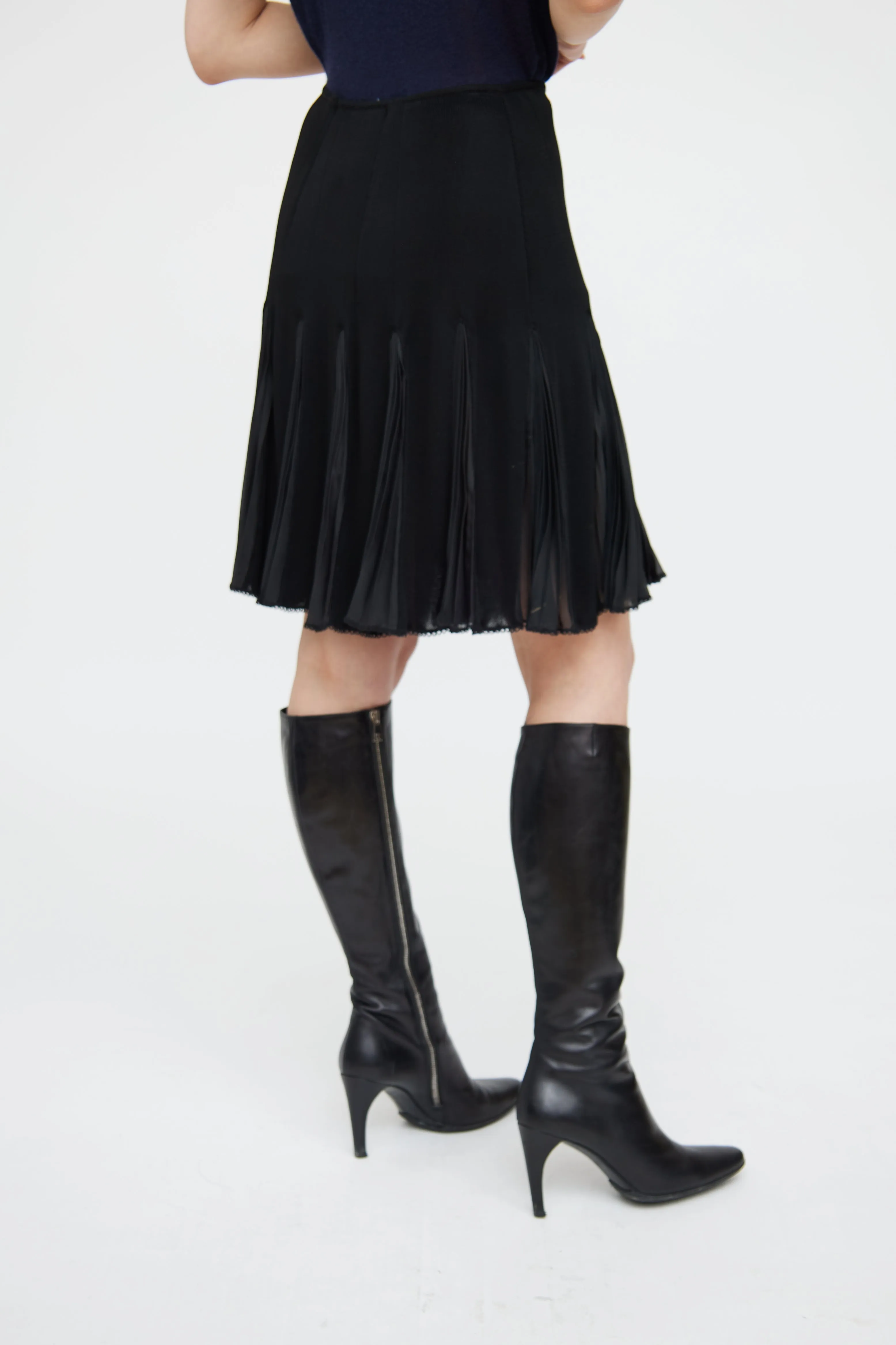 2004 Black Flowy Panel Pleated Skirt