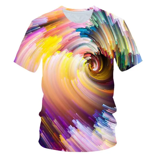 2020 Summer 4-20 Years Boys Girls Colorful 3D T-shirt Kids Funny Neon Lights Harajuku T shirt Children Fashion Tshirts Clothes