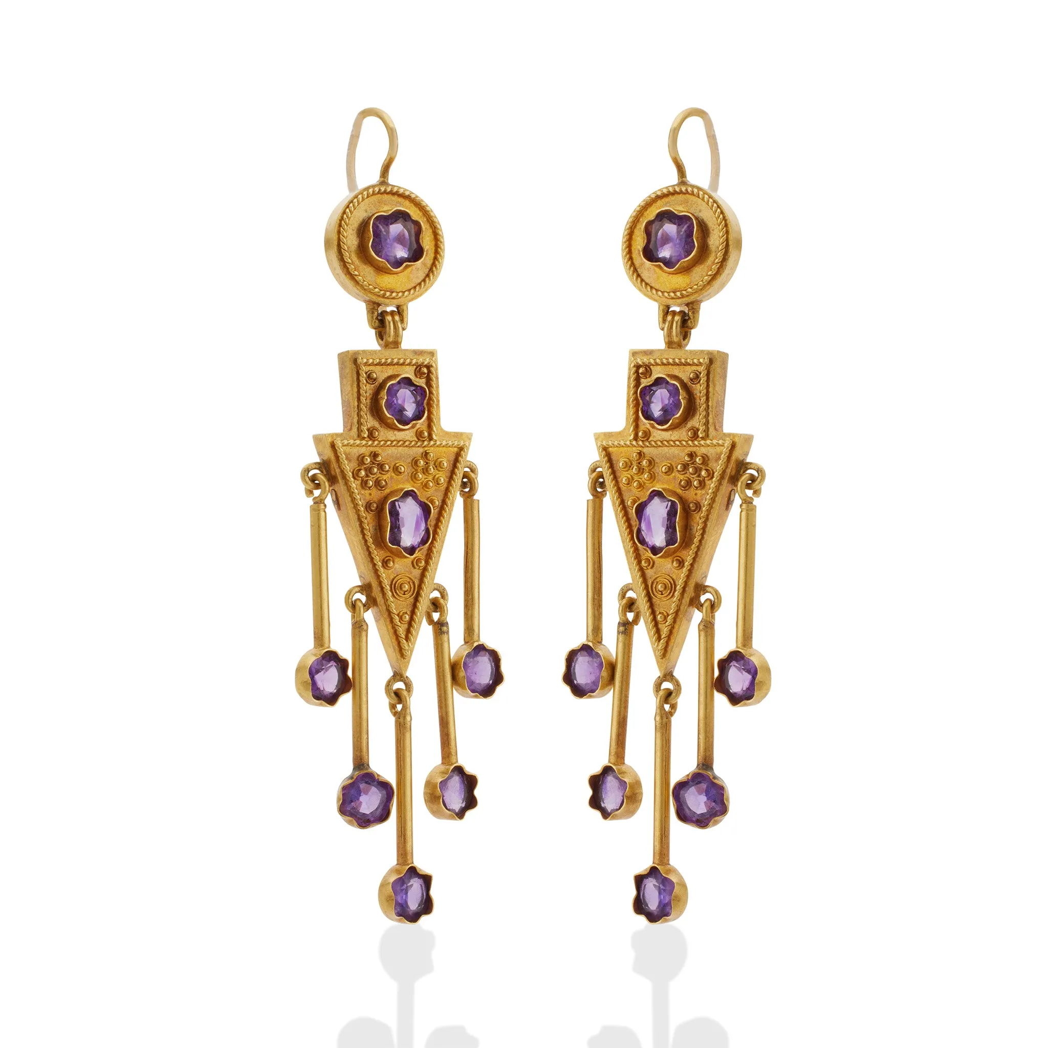 Antique 1860s Amethyst Fringe Earrings