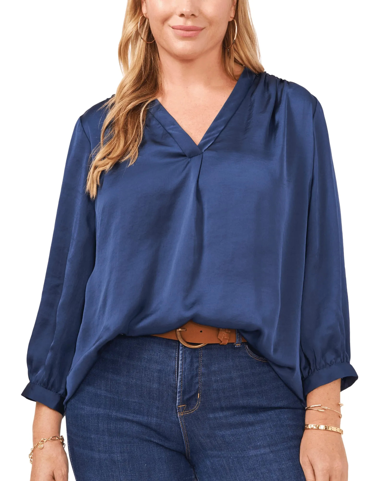 Aurora V-Neck Blouse | STEEL BLUE