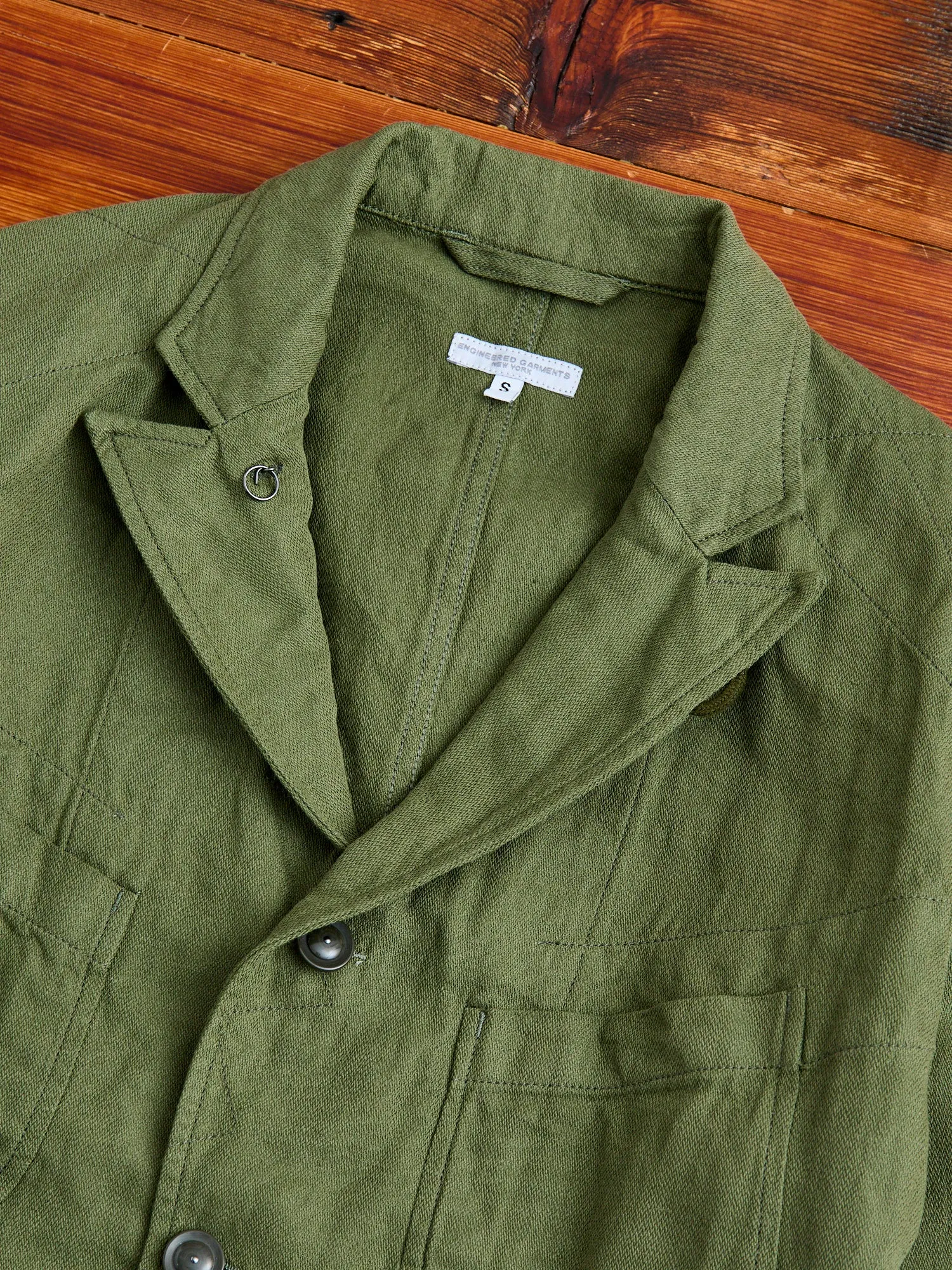 Bedford Jacket in Olive Cotton Hemp Satin