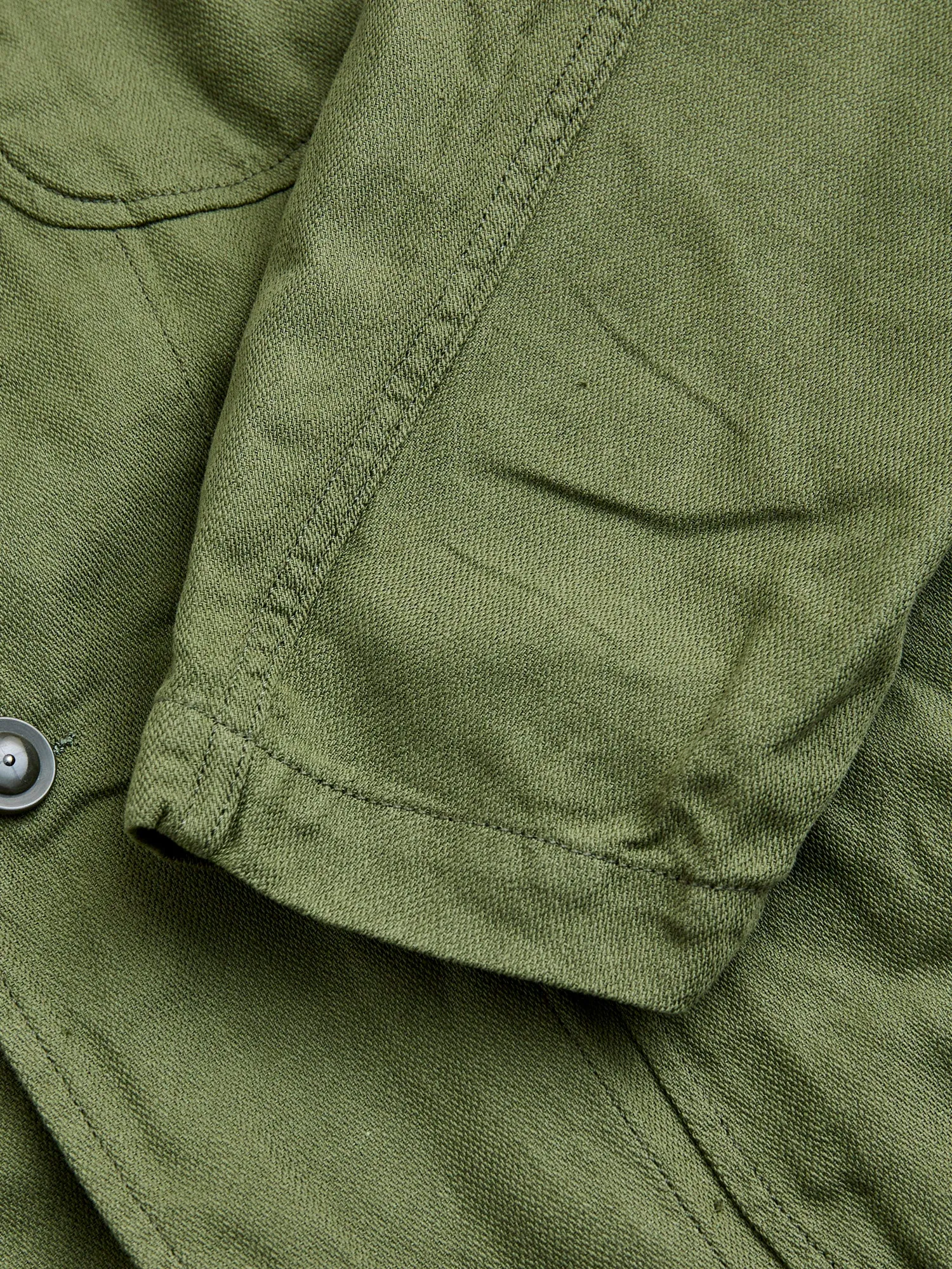 Bedford Jacket in Olive Cotton Hemp Satin