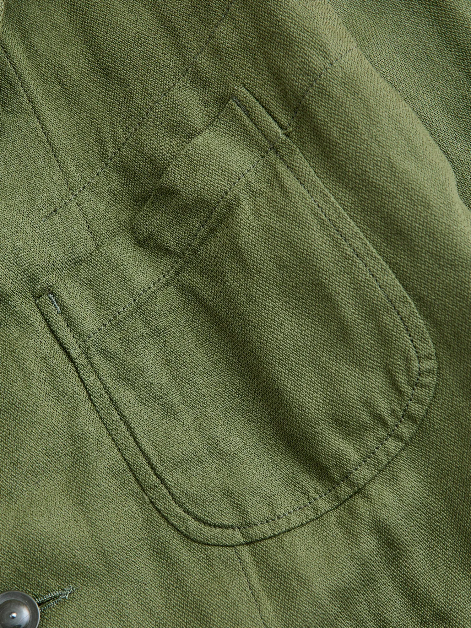 Bedford Jacket in Olive Cotton Hemp Satin