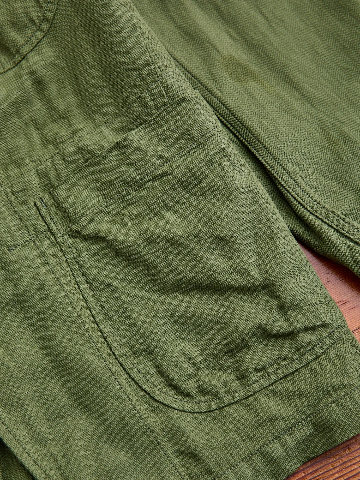 Bedford Jacket in Olive Cotton Hemp Satin