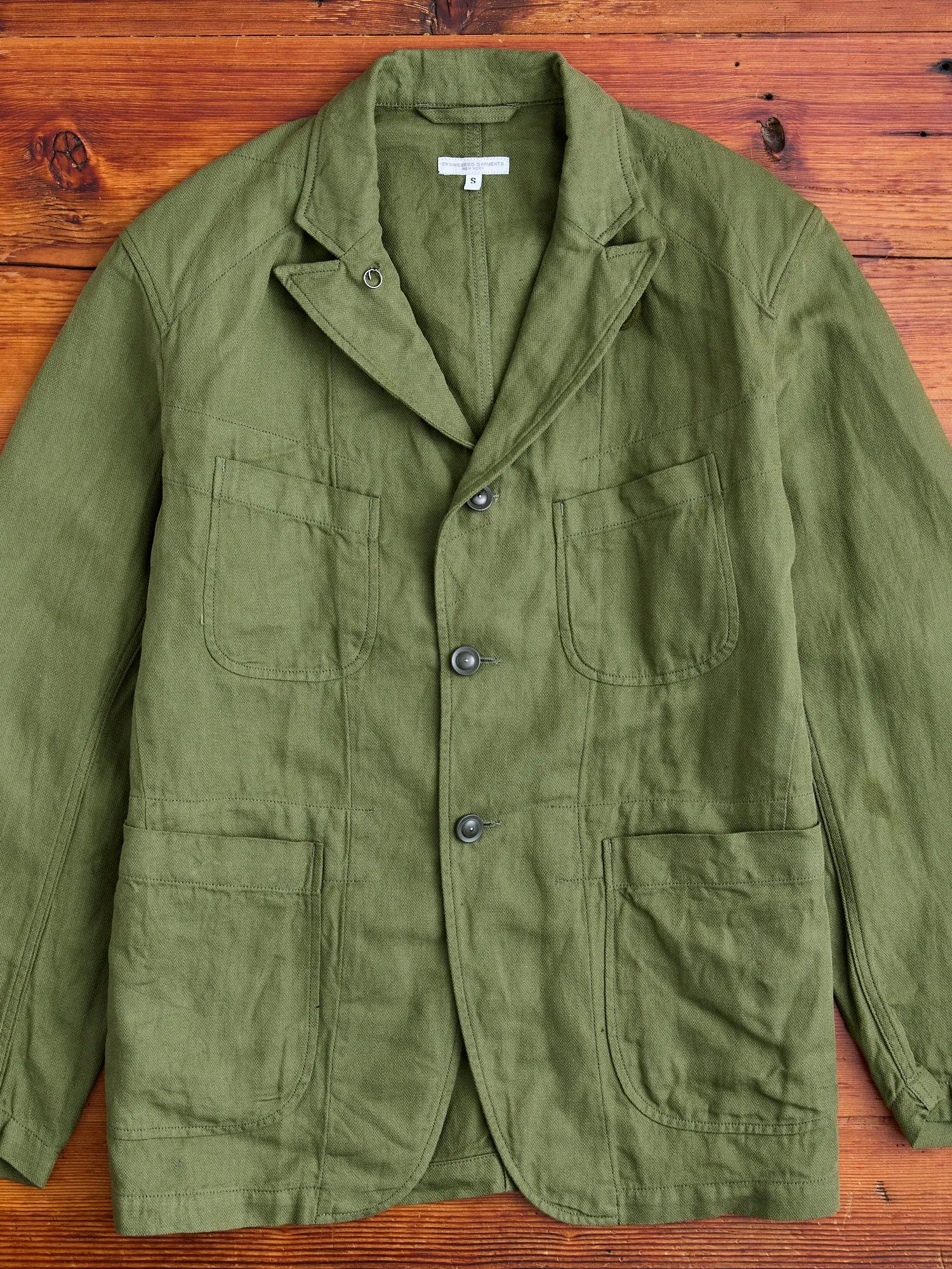 Bedford Jacket in Olive Cotton Hemp Satin