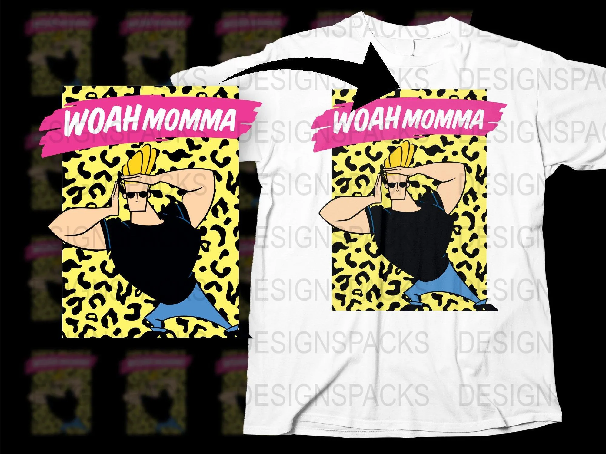 Bold and Playful Johnny Bravo Graphic Png Digital Download