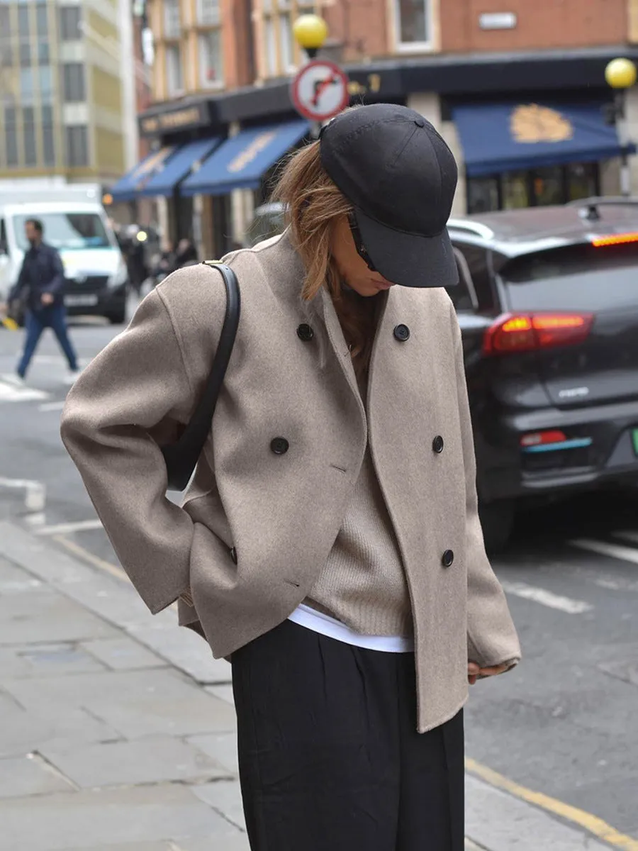 Brown French style woolen jacket