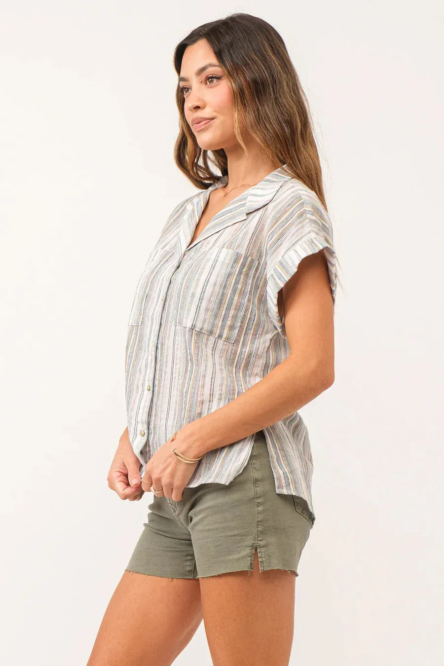 Cali Sage Stripe Shirt