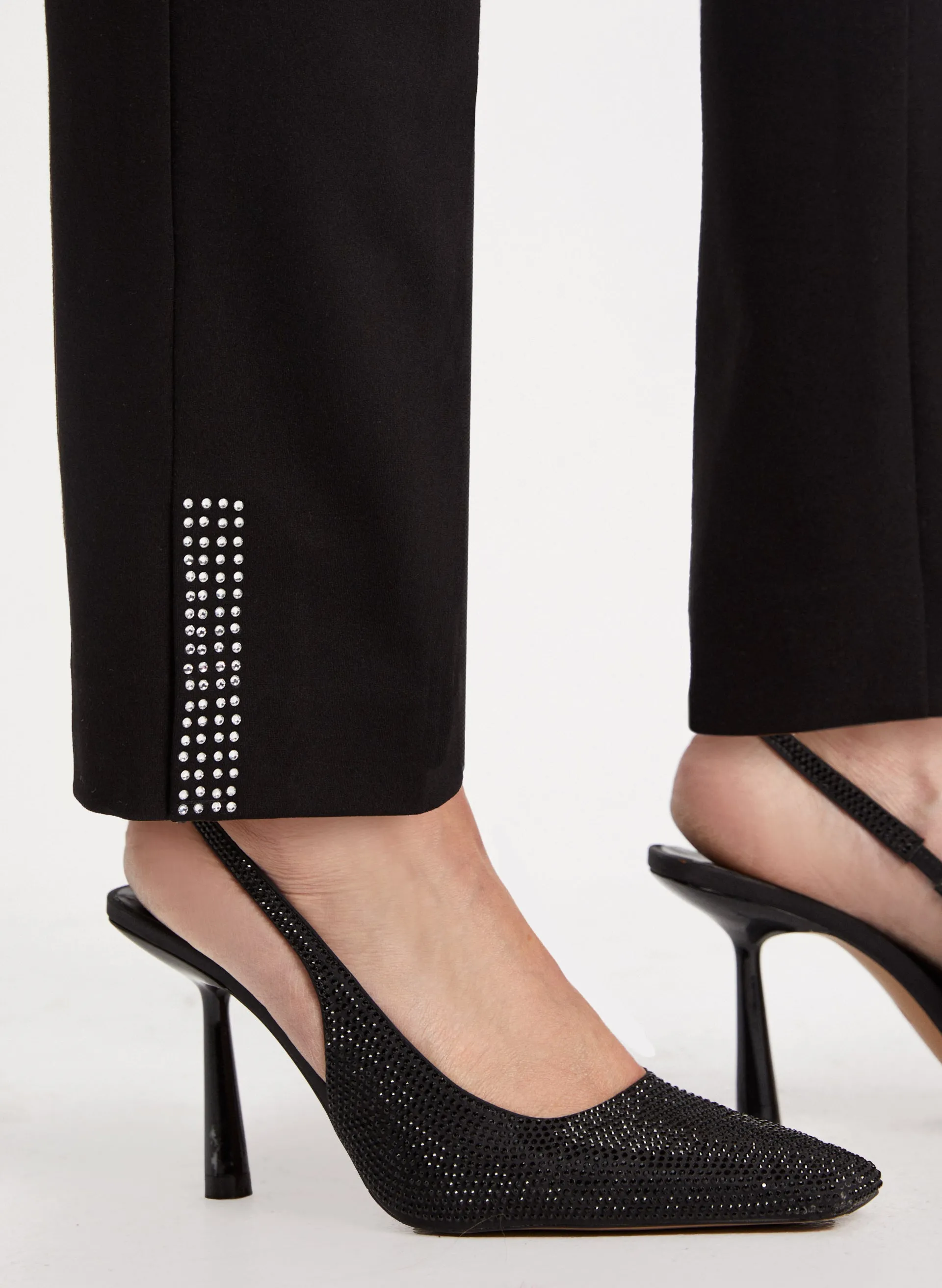 City Fit Rhinestone Slit Pants