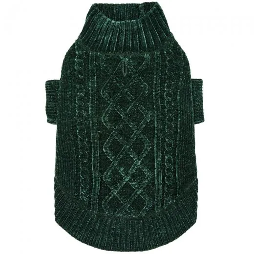 Cozy Chenille Dog Sweater in Forest Green << CLEARANCE >>