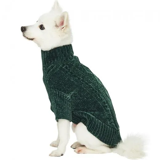 Cozy Chenille Dog Sweater in Forest Green << CLEARANCE >>