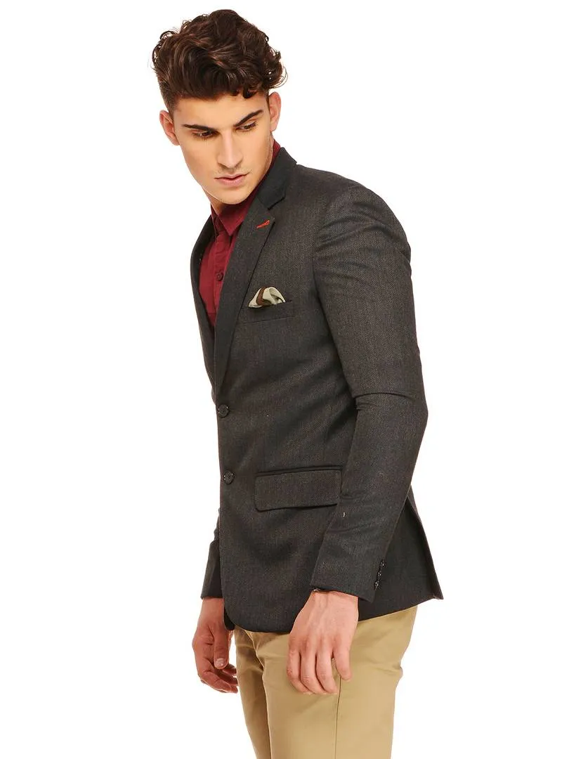 Fashionable Grey Polyviscose Jacket For Men