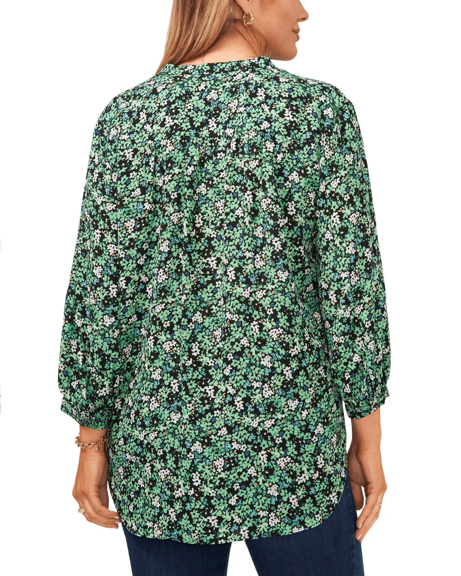 Floral Field V-Neck Blouse | VIVID GREEN