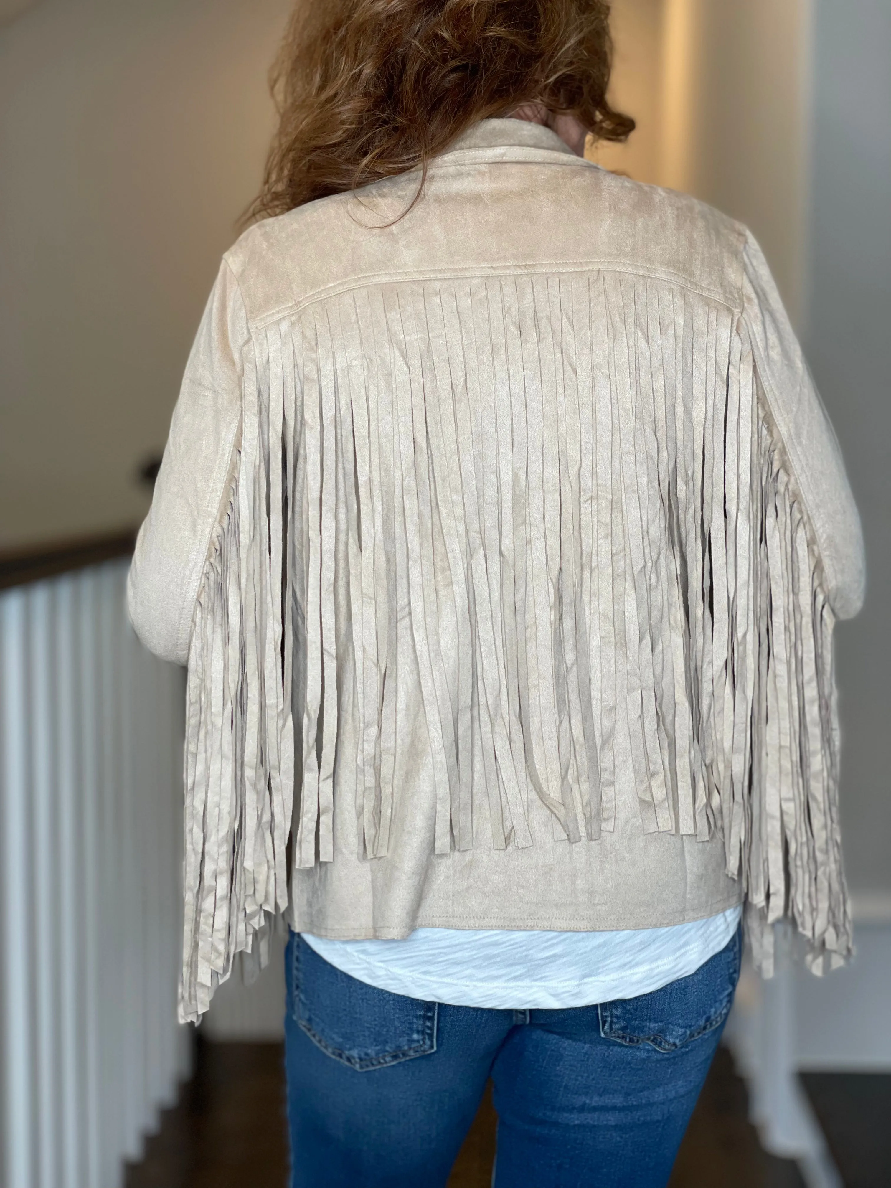 Fringe Jacket in Tan