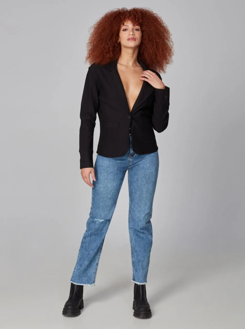 GIA-JBLK Knitted Blazer - Ponte Black