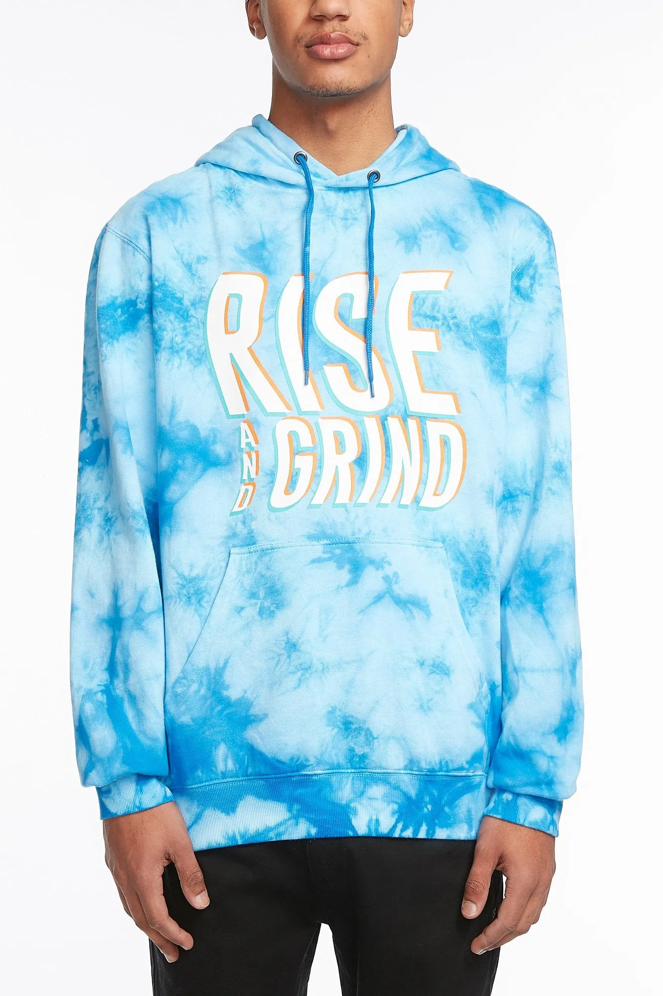 Guys "Rise and Grind" Tie Dye Hoodie