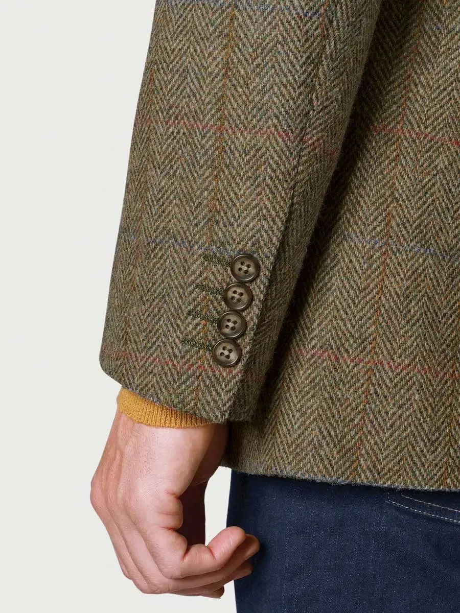 HARRIS TWEED Stromay Jacket - Mens - Olive Green with Check