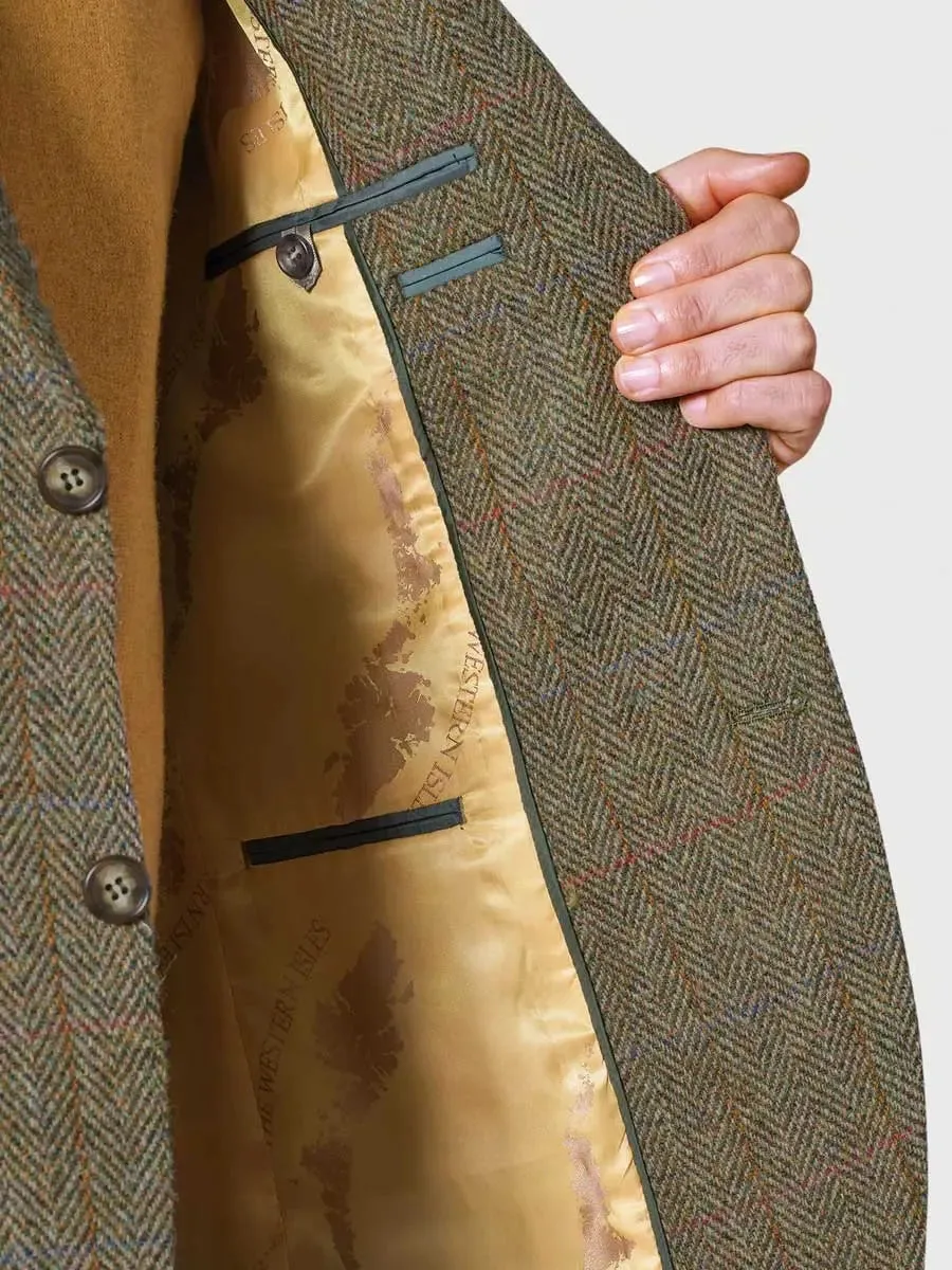 HARRIS TWEED Stromay Jacket - Mens - Olive Green with Check