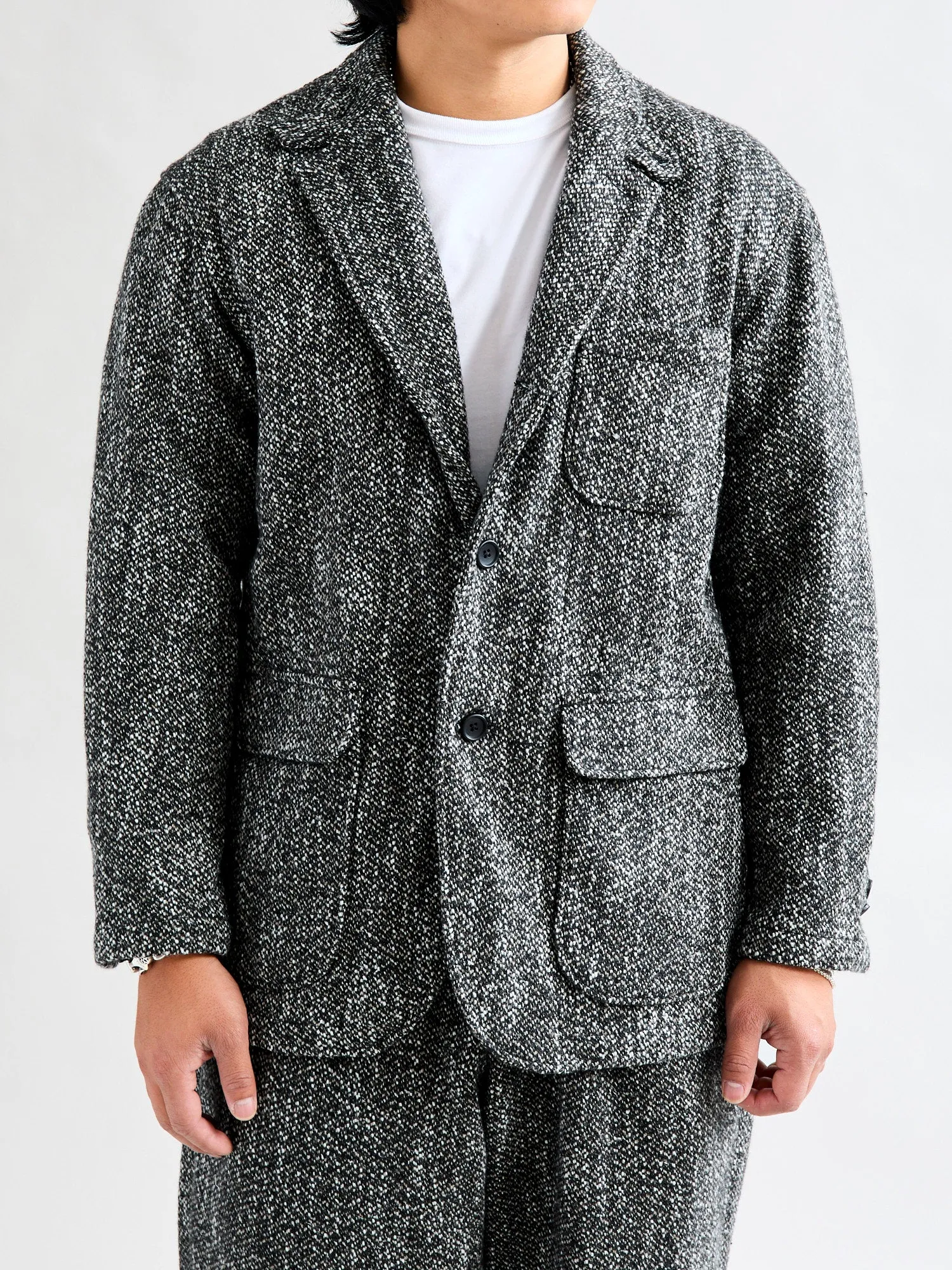 Homespun Loiter Jacket in Brown Black Wool