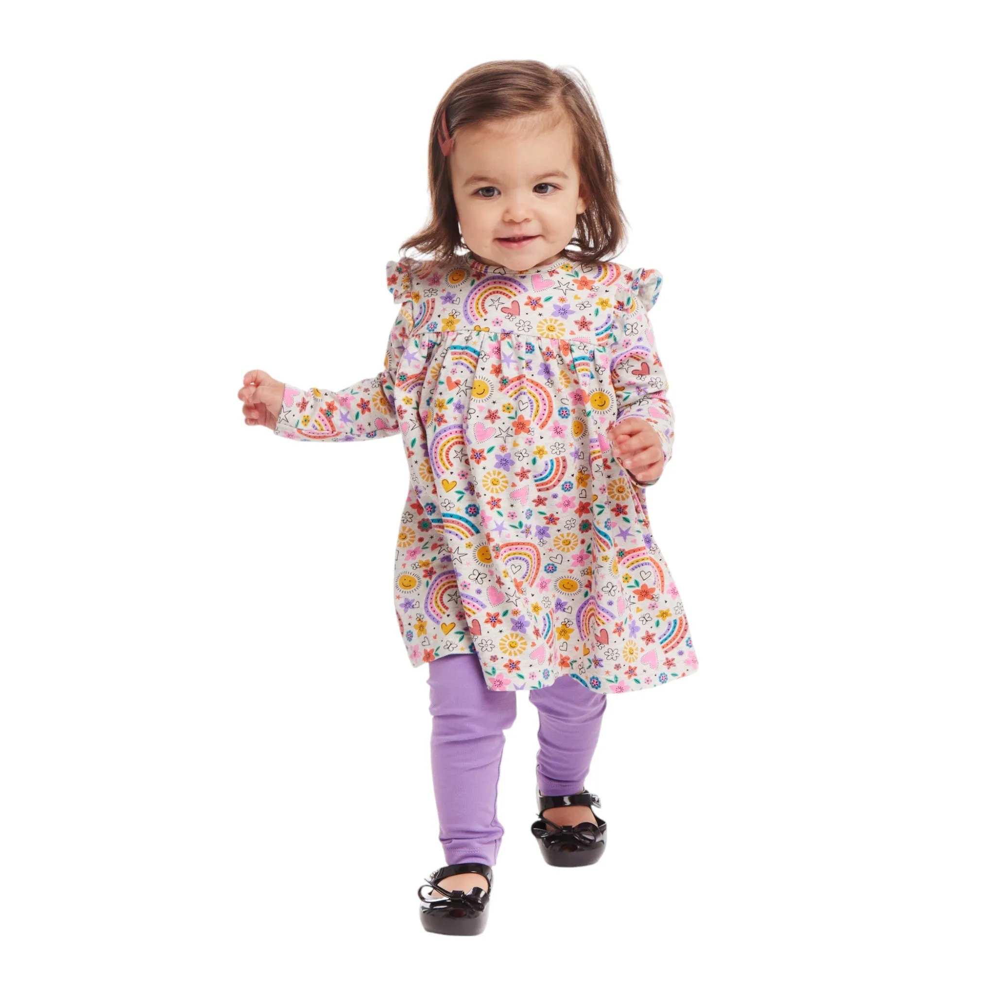 Infant Babydoll Dress Set | Rainbow And Flowers