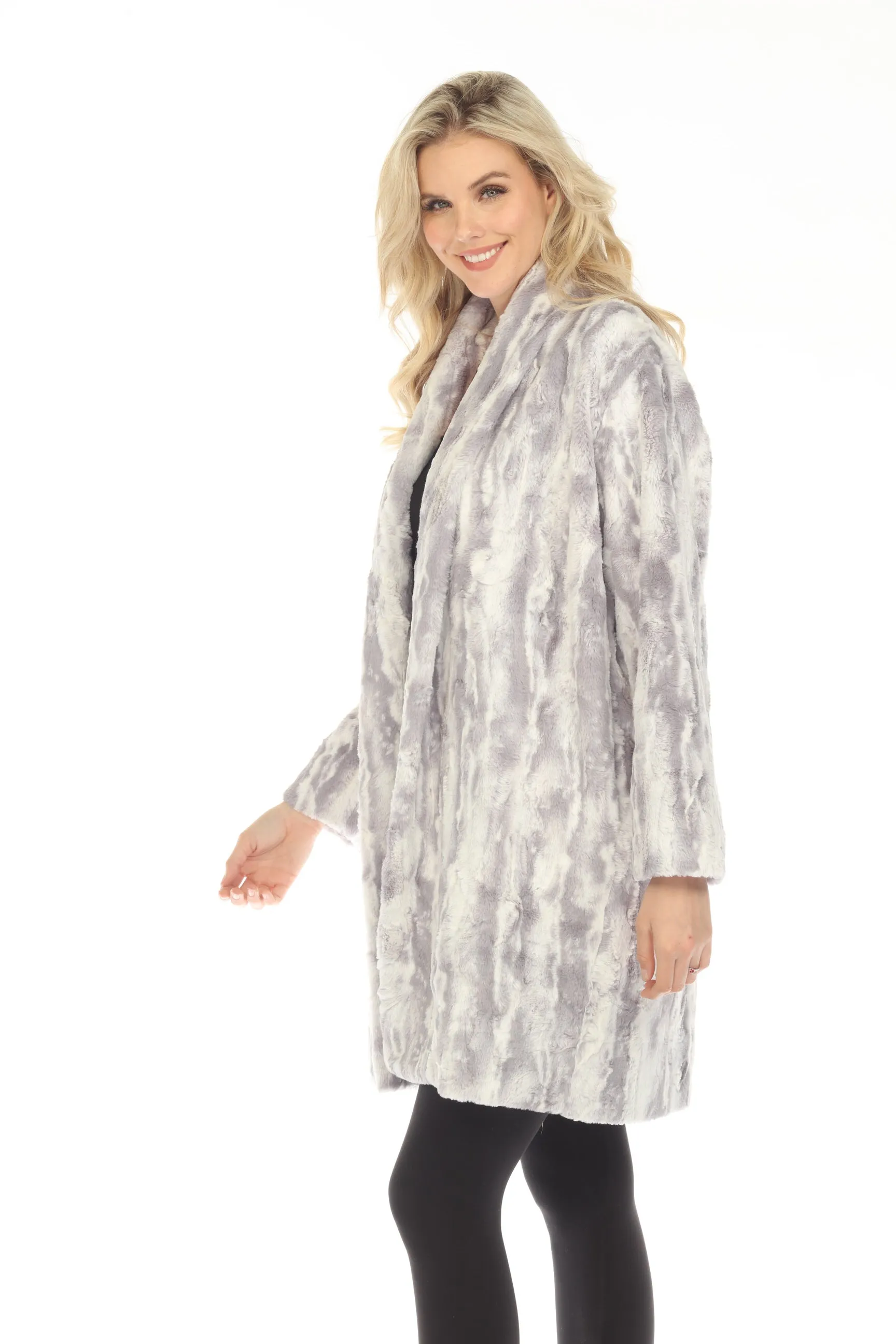 Johnny Was Workshop Cloud Faux Fur Open Front Coat Boho Chic W49822