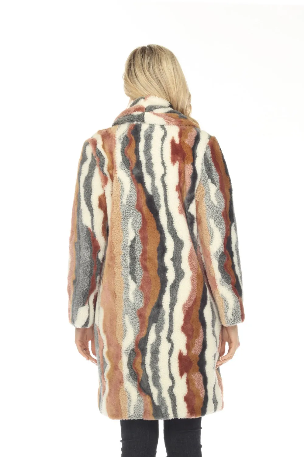 Johnny Was Ziggy Faux Fur Open Front Coat Boho Chic R48023