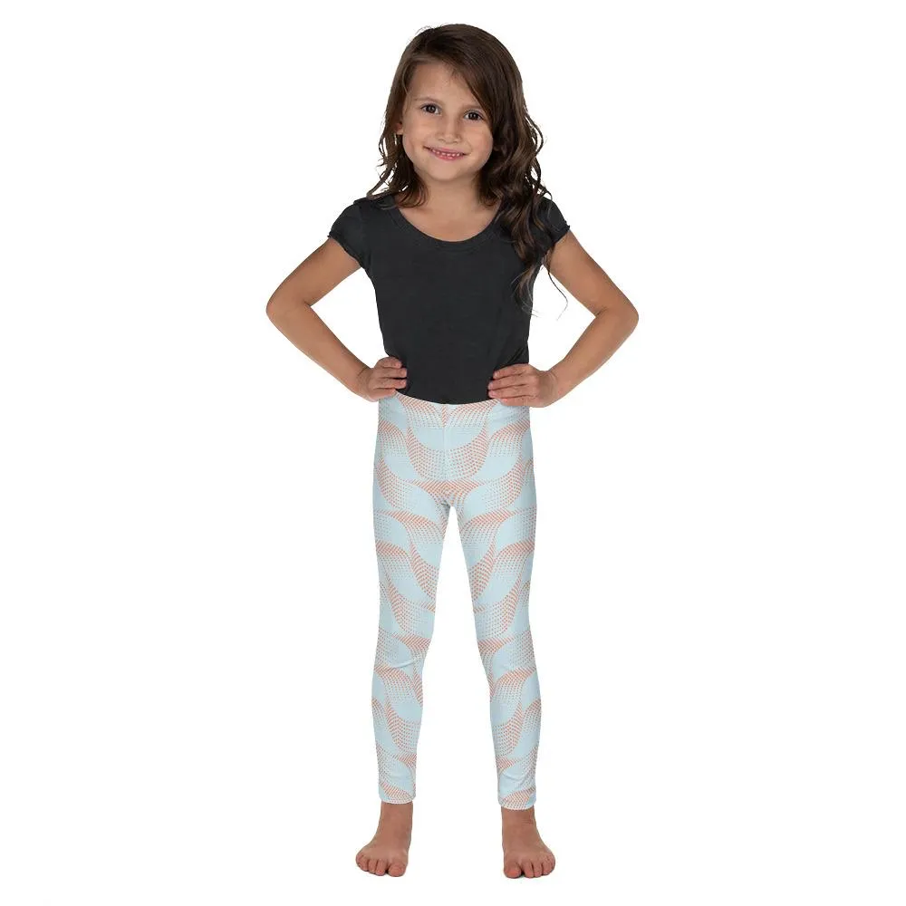 Light Blue & Apricot Wave Kid's Leggings