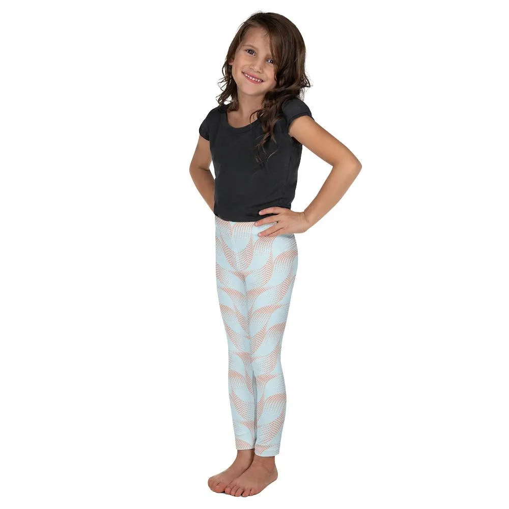 Light Blue & Apricot Wave Kid's Leggings