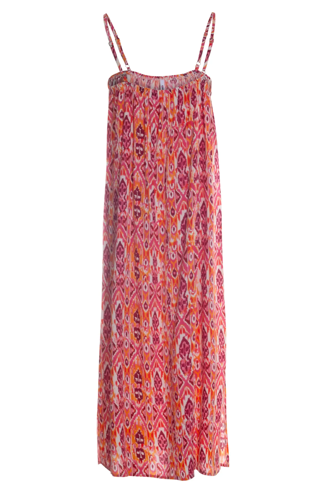 Maxi Dress with spaghetti straps | Pink Orange Aztec | 3357AR