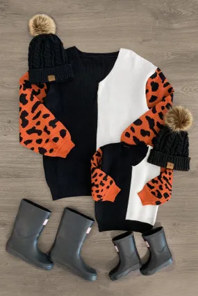 Mom & Me - Black & White Cheetah Sweater