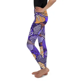 Purple Batik Floral Youth Leggings