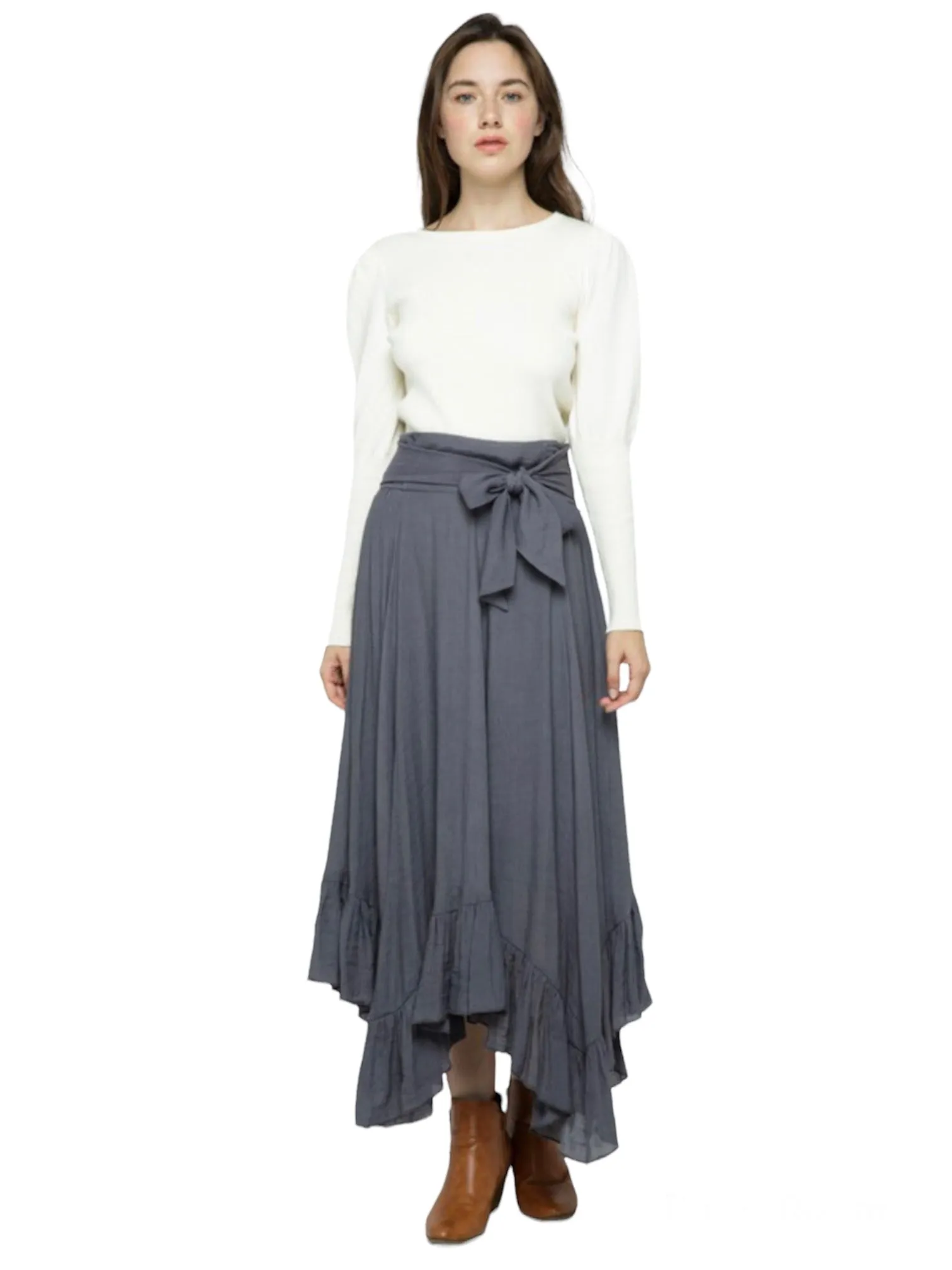 Scarlett’s Fluttery Flowy Maxi Skirt- Dusty Grey