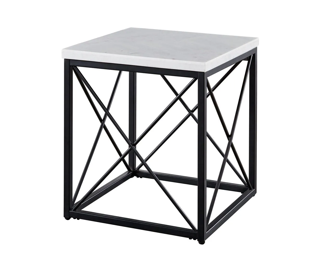 Skyler - Square End Table With Marble Top - White