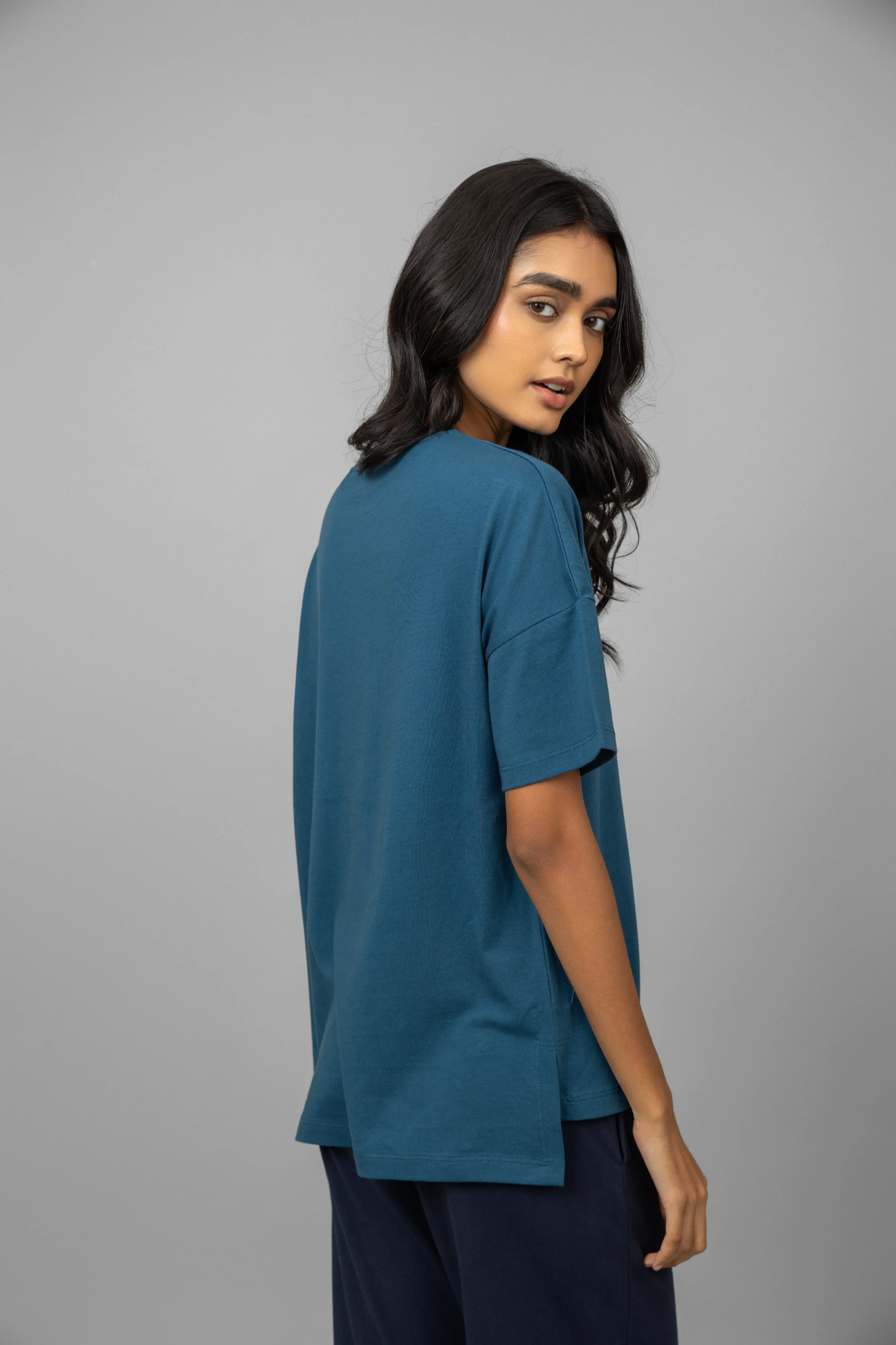 Teal Oversized Cotton Tee