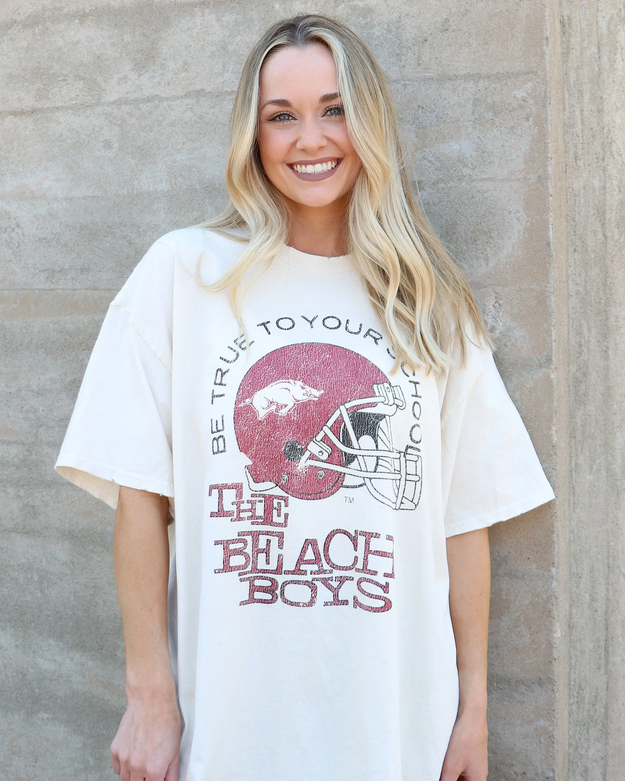 The Beach Boys Razorbacks True To Your School Off White Thrifted Tee