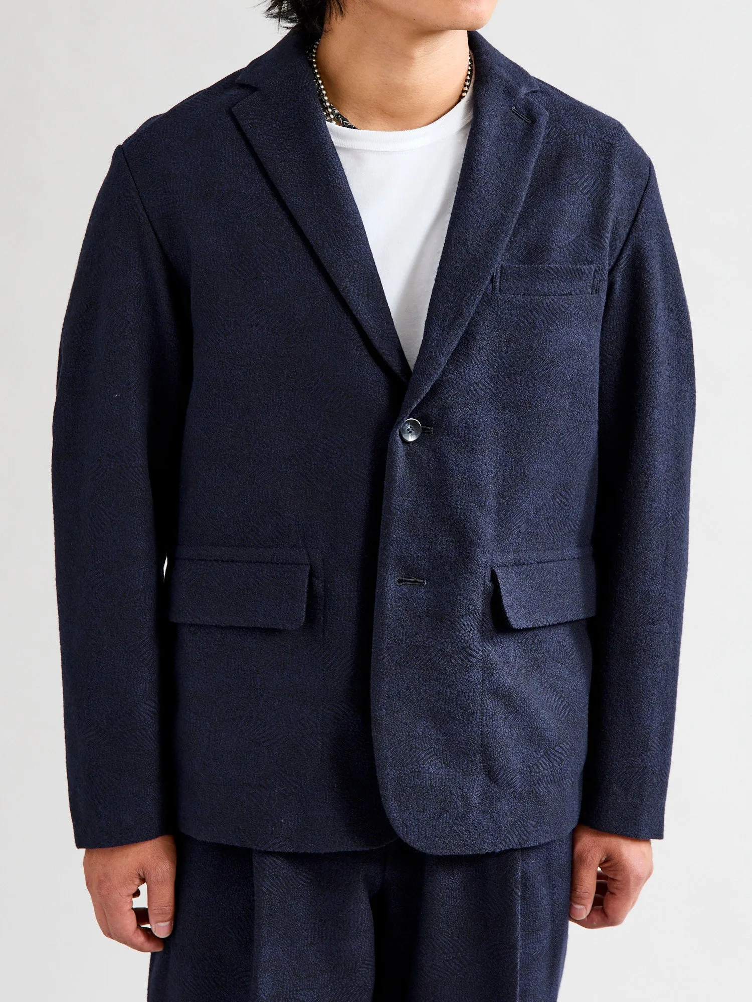 Wind Flow Jacquard 2B Jacket in Dark Navy