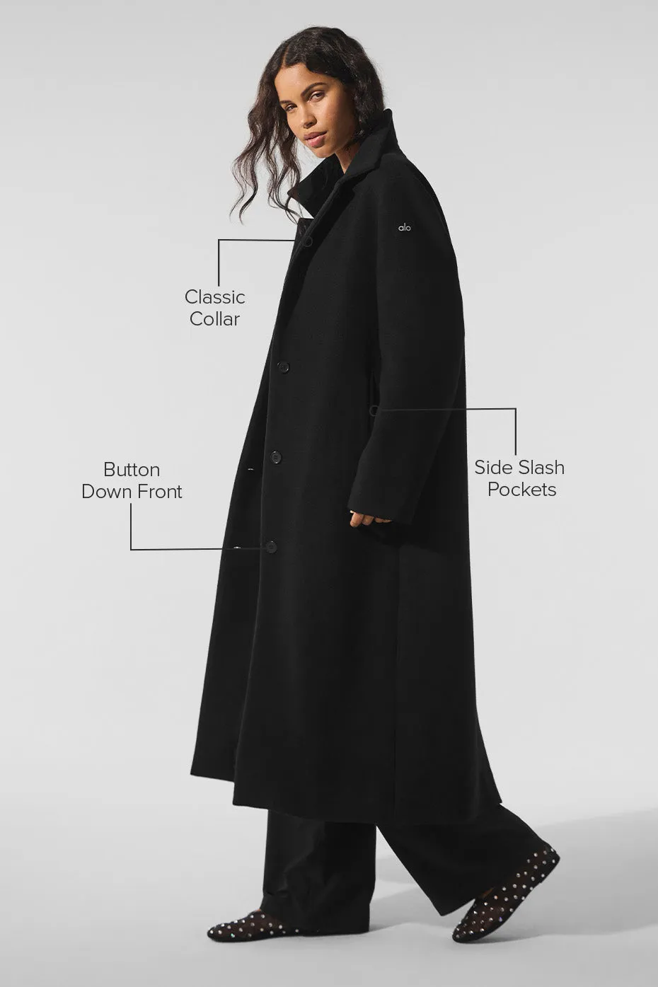 Wool Metro Long Coat - Black